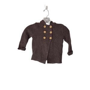 Baby Boden Brown Bear Knit Sweater Jacket Hooded Long Sleeve Button Front 2-3Y